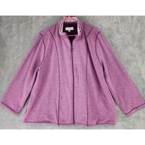 Cuddl Duds Fleece Jacket Womens XXL Purple Sherpa Collar Full Zip Long Sleeve